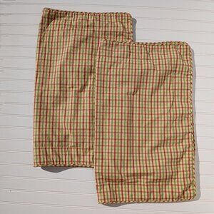 WILLIAMSBURG by Waverly Standard Pillow Shams Yellow Green Red Plaid Pair Vtg